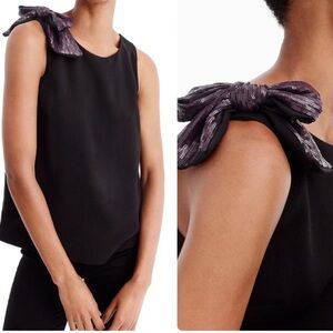 J Crew Drapey Tank Top Too With Shoulder Bow Black Women’s Size 4 H3755
